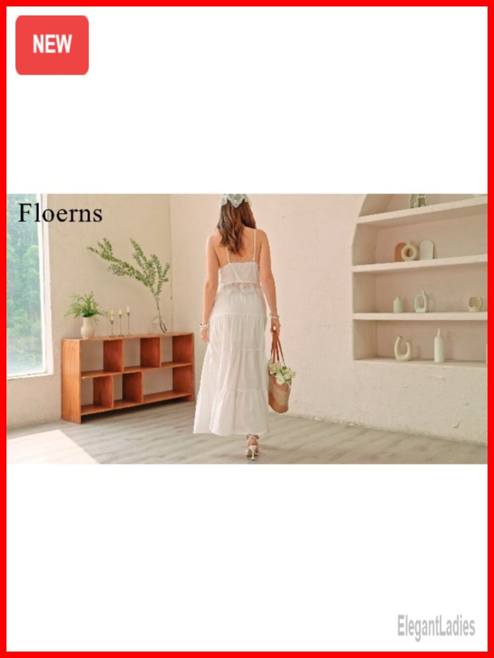 Floerns Women's 2 Piece Outfit Tie Front Camisole Top Tiered Maxi Skirt Set - Picture 5 of 5